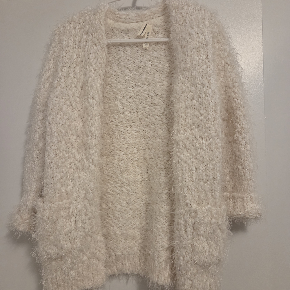 Fuzzy Cream Kids Cardigan- 3-4 T